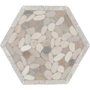 Seashell Framed Hex Pebble - stone tile